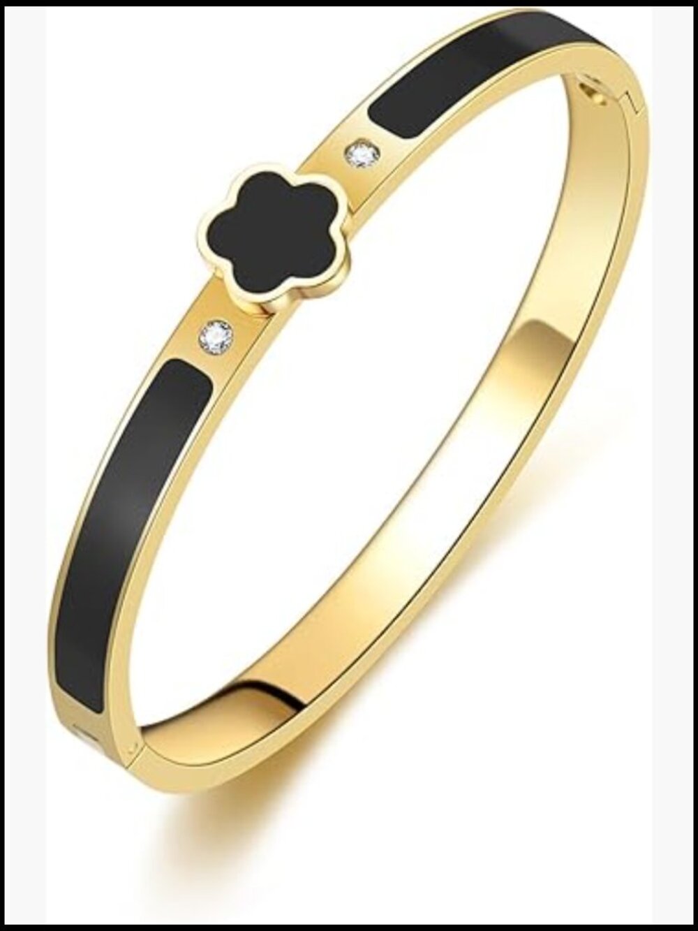 Chunky Gold-Plated Clover Bangle Bracelet Cute Friendship Jewelry Gift